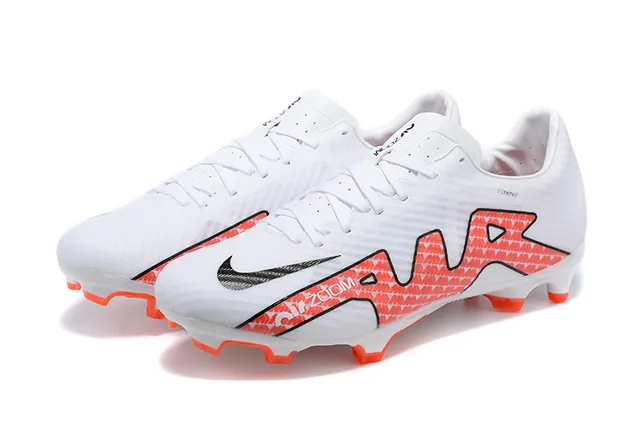 Nike White Orange Flyknit Upper Low-Cut Silhouette Firm-Ground Soccer Shoes 8