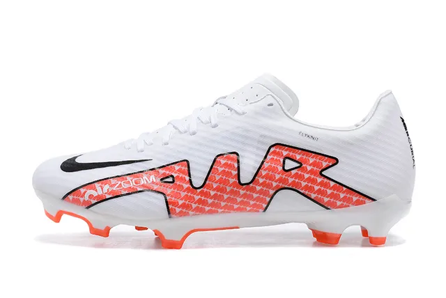 Nike White Orange Flyknit Upper Low-Cut Silhouette Firm-Ground Soccer Shoes 10