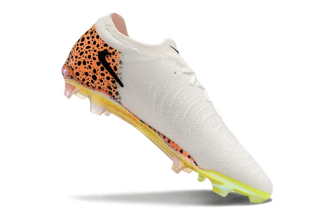 Nike White Orange Knit Upper Spotted Overlay Firm-Ground Soccer Shoes 2