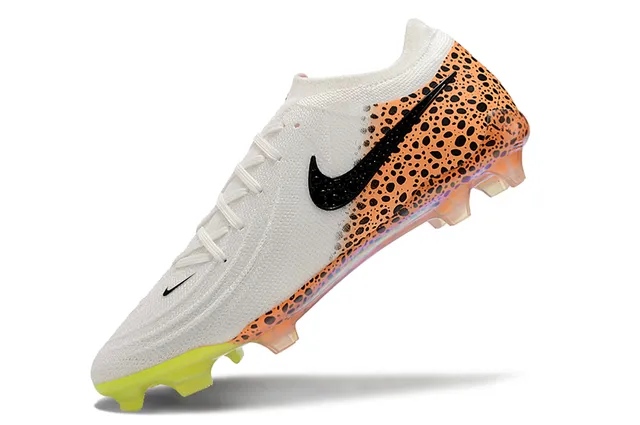 Nike White Orange Knit Upper Spotted Overlay Firm-Ground Soccer Shoes 3