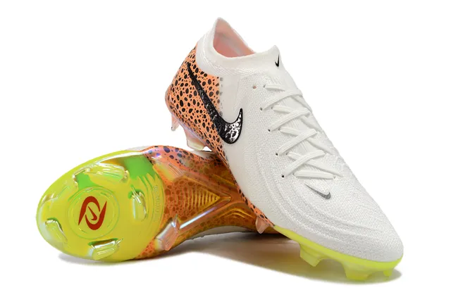 Nike White Orange Knit Upper Spotted Overlay Firm-Ground Soccer Shoes 4