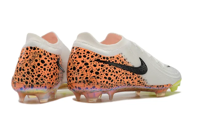 Nike White Orange Knit Upper Spotted Overlay Firm-Ground Soccer Shoes 5