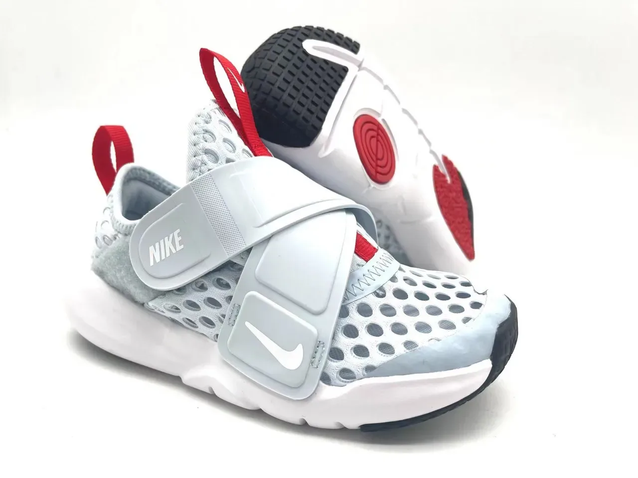Nike White Orange Laceless Hook-and-Loop Strap Perforated Mesh Upper Lifestyle Sneakers 14