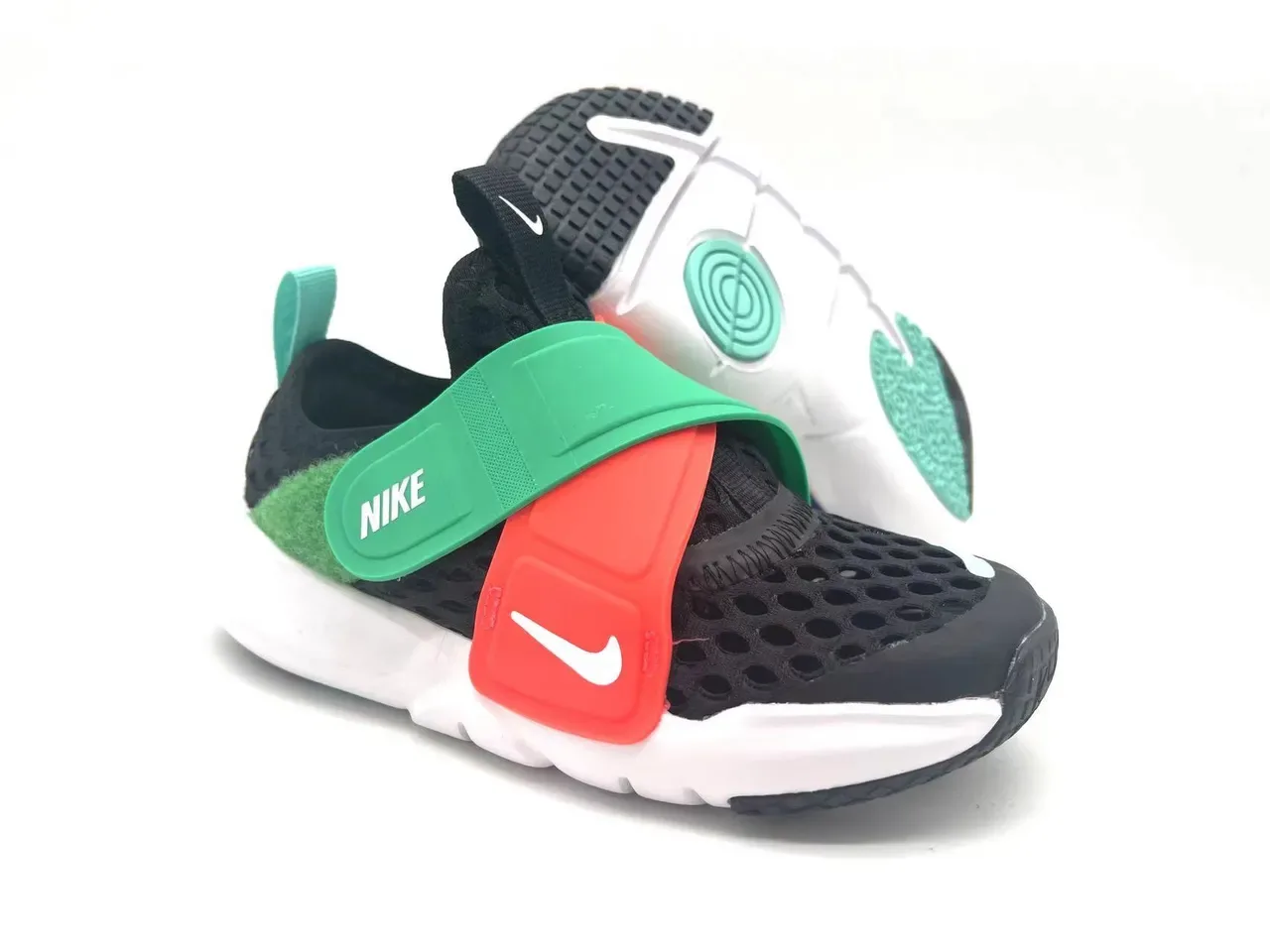 Nike White Orange Laceless Hook-and-Loop Strap Perforated Mesh Upper Lifestyle Sneakers 22