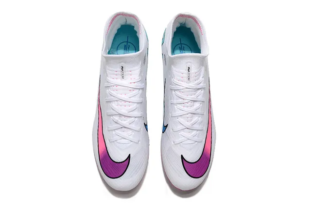 Nike White Pink High-Cut Flyknit Upper Graphic Gradient Swoosh Firm-Ground Soccer Shoes 2