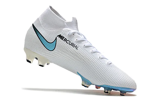 Nike Branco Rosa Alto no corte Col de meias Iridescente Holográfico Placa de calcanhar Grama artificial Sapatos de futebol 3