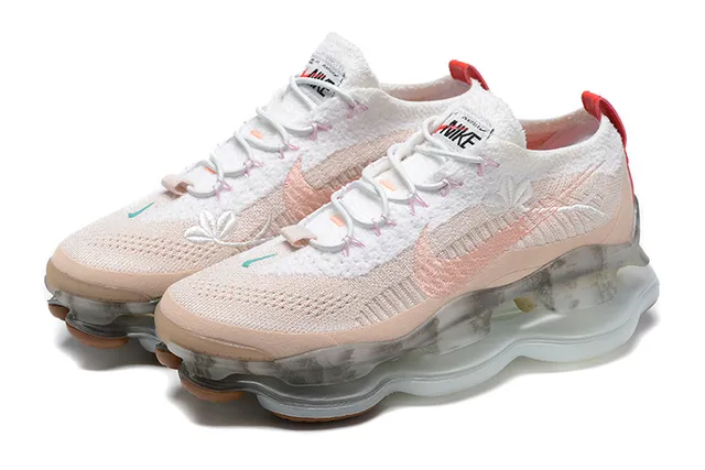 Nike White Pink Knit Upper Translucent Marbled Midsole Running Shoes 6