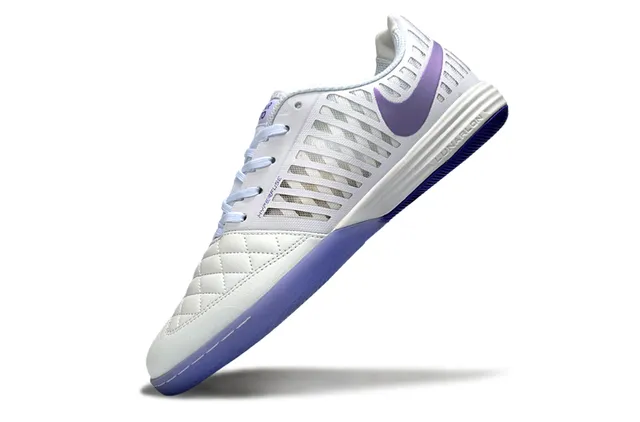 Nike Blanc Violet Matelassé Cuir Boîte à orteils Ventilation Jaula Synthétique Chaussures de Football Indoor 3