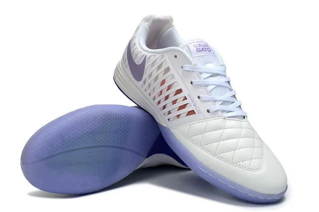 Nike Blanc Violet Matelassé Cuir Boîte à orteils Ventilation Jaula Synthétique Chaussures de Football Indoor 4