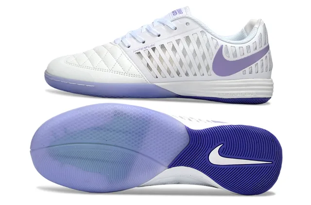 Nike Blanc Violet Matelassé Cuir Boîte à orteils Ventilation Jaula Synthétique Chaussures de Football Indoor 6