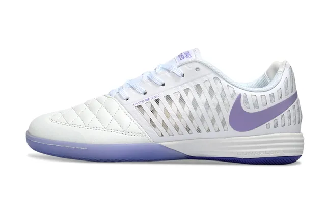 Nike Blanc Violet Matelassé Cuir Boîte à orteils Ventilation Jaula Synthétique Chaussures de Football Indoor 7