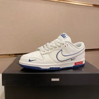 Nike x Supreme SB Dunk Low सफेद नीला स्केटबोर्ड जूते