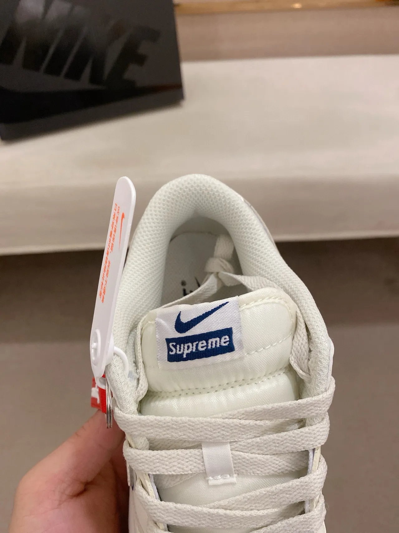 Nike x Supreme SB Dunk Low Blanc Bleu Chaussures de Skateboard 6