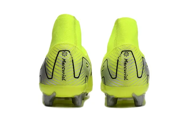 Nike Jaune Noir Haut-Coupé Ajustement Chaussette Néon Synthétique Tricoté Terrain Firme Chaussures de Football 4