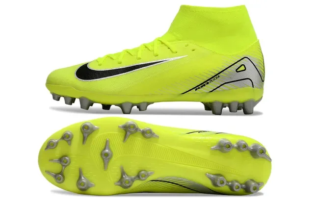 Nike Jaune Noir Haut-Coupé Ajustement Chaussette Néon Synthétique Tricoté Terrain Firme Chaussures de Football 5