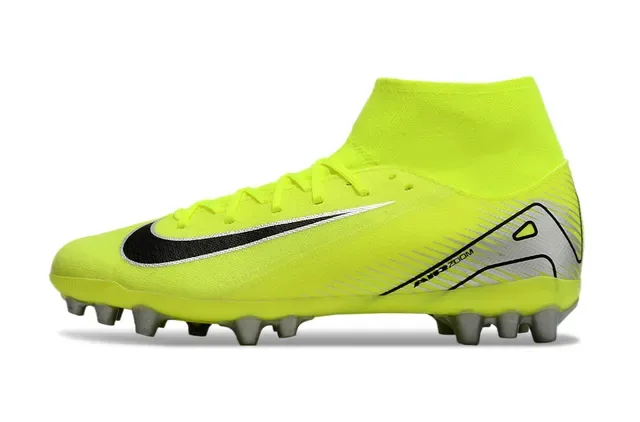 Nike Jaune Noir Haut-Coupé Ajustement Chaussette Néon Synthétique Tricoté Terrain Firme Chaussures de Football 8
