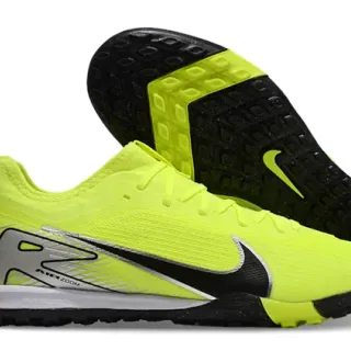 Nike Zapatillas de fútbol turf con upper de knit amarillo y negro overlay de jaula sintético