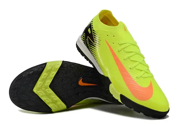 Nike Jaune Noir Low-Cut Knit Upper Molded Outsole Chaussures de Football Turf 4