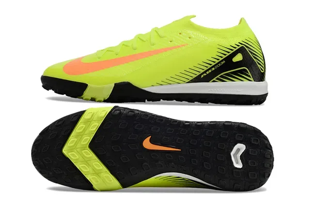 Nike Jaune Noir Low-Cut Knit Upper Molded Outsole Chaussures de Football Turf 6