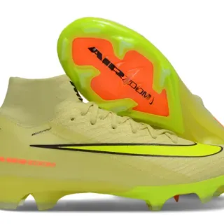 Nike Yellow Orange High-Top Sock-Fit Upper Knit Construction Firm-Ground Soccer Shoes