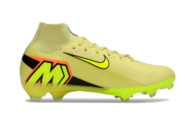 Nike Yellow Orange High-Top Sock-Fit Upper Knit Construction Firm-Ground Soccer Shoes 4
