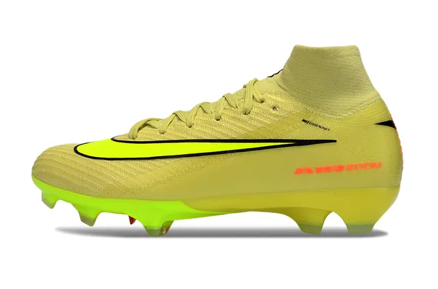 Nike Yellow Orange High-Top Sock-Fit Upper Knit Construction Firm-Ground Soccer Shoes 5