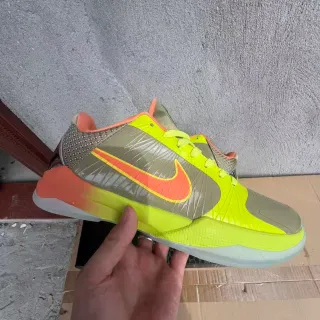 Nike Yellow Orange Neon Synthetic Upper Swoosh Accent Basketball Shoes