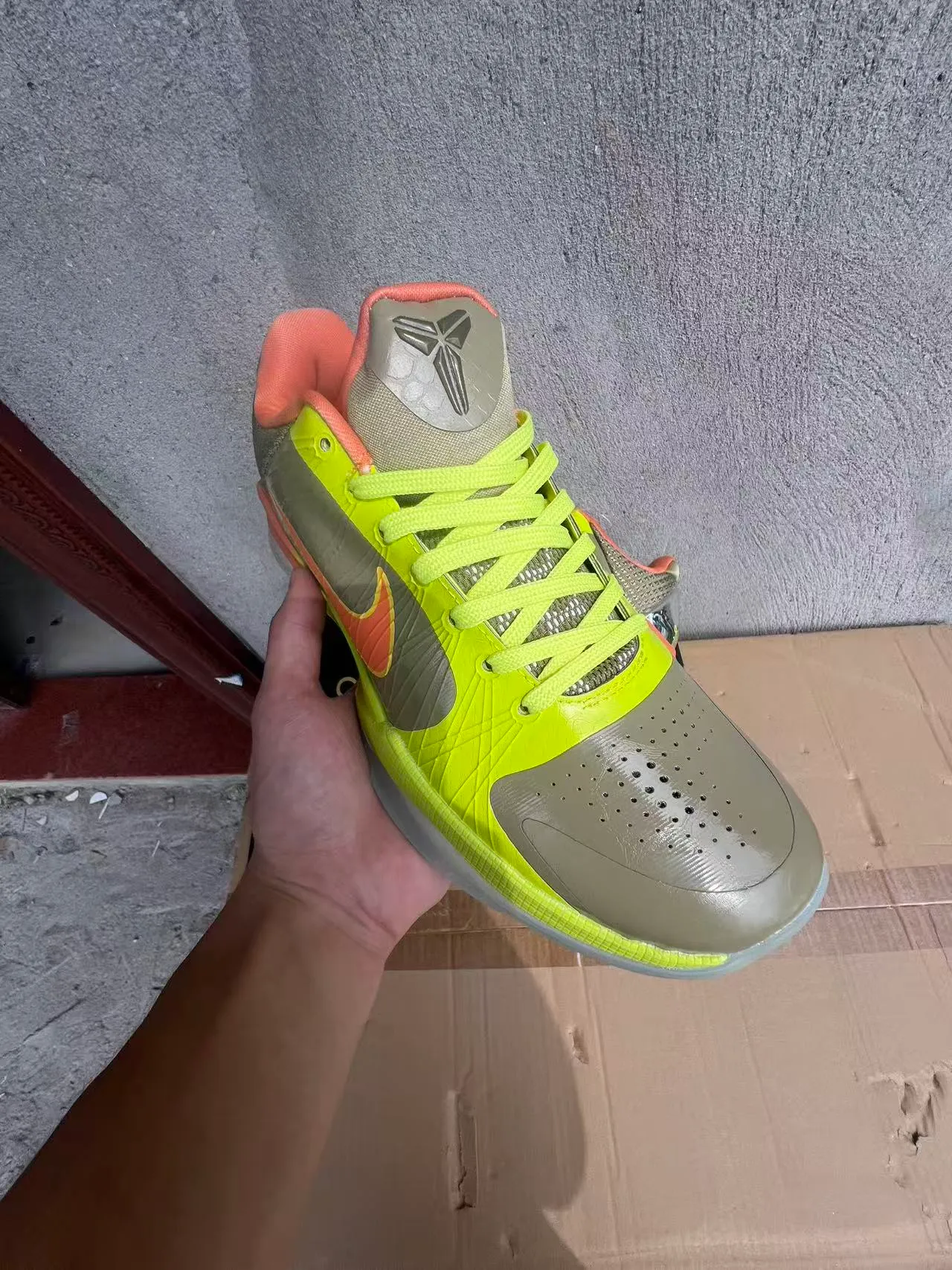 Nike Yellow Orange Neon Synthetic Upper Swoosh Accent Basketball Shoes 2