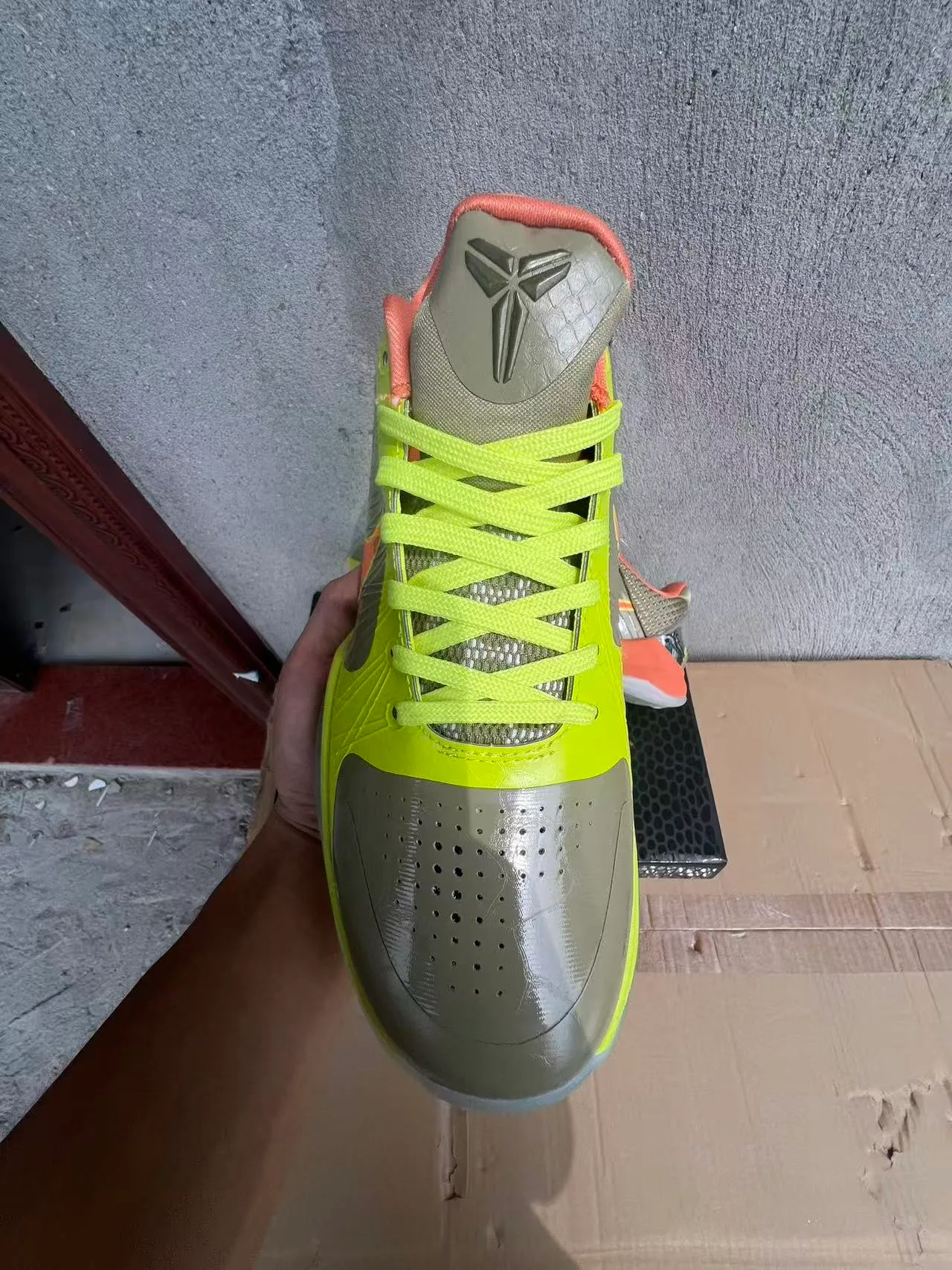 Nike Yellow Orange Neon Synthetic Upper Swoosh Accent Basketball Shoes 3