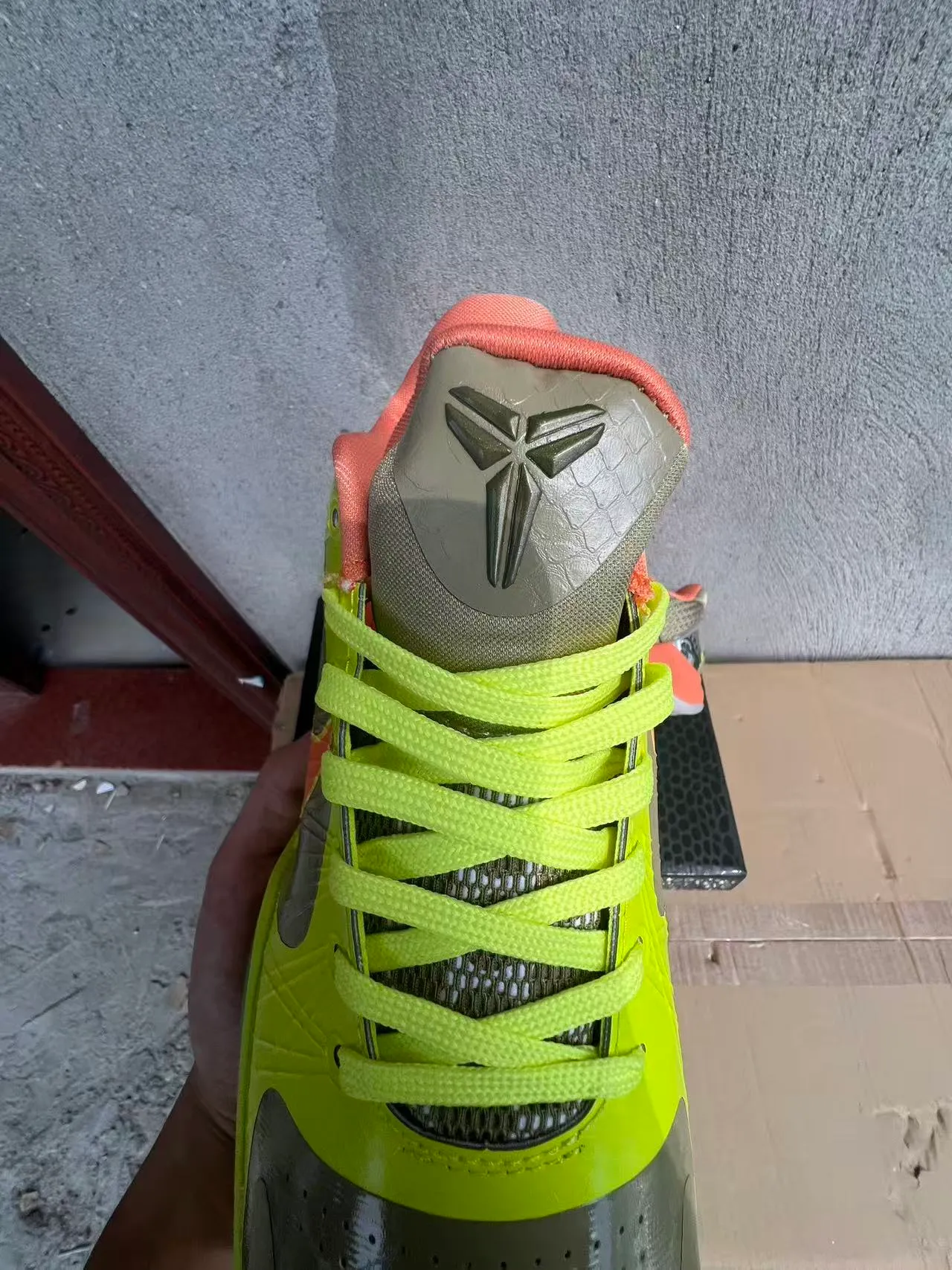 Nike Yellow Orange Neon Synthetic Upper Swoosh Accent Basketball Shoes 4
