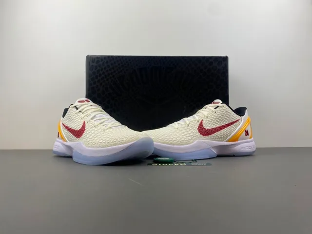 Nike Zoom Kobe VI White Red Yellow Basketball Shoes 13