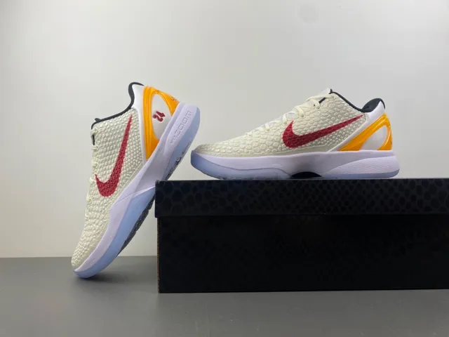 Nike Zoom Kobe VI White Red Yellow Basketball Shoes 14