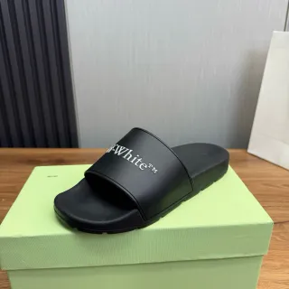 Off-White Black Molded Rubber Single-Strap Slippers