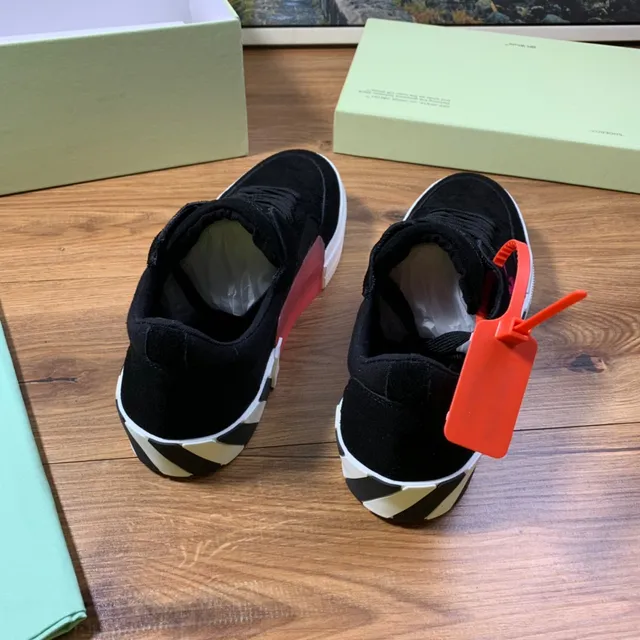 Off-White Preto Vermelho Camurça Superior Seta Diagonal Logo Tênis Lifestyle 6