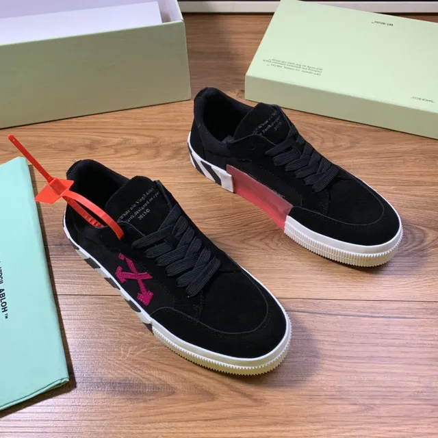 Off-White Preto Vermelho Camurça Superior Seta Diagonal Logo Tênis Lifestyle 7