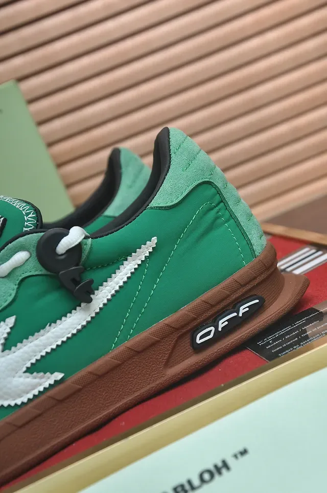 Off-White Industrial Green Brown Suede Upper Zigzag Arrow Stitch Skateboard Shoes 2