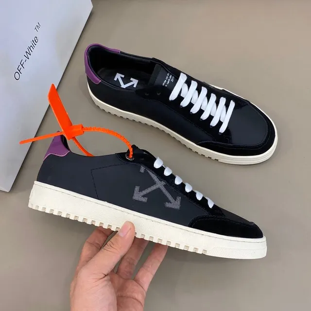 Off-White 生活方式运动鞋 黑紫色 低帮 麂皮-皮革混合鞋面 生活方式运动鞋 6