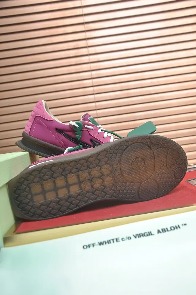Off-White Pink Suede Green Tag Lifestyle Sneaker 3