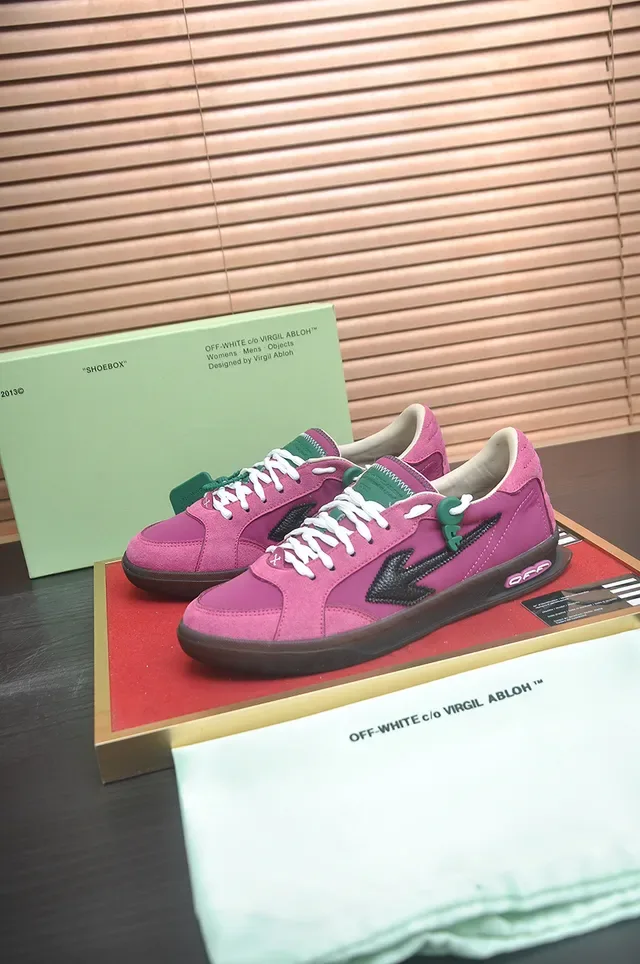 Off-White Pink Suede Green Tag Lifestyle Sneaker 4