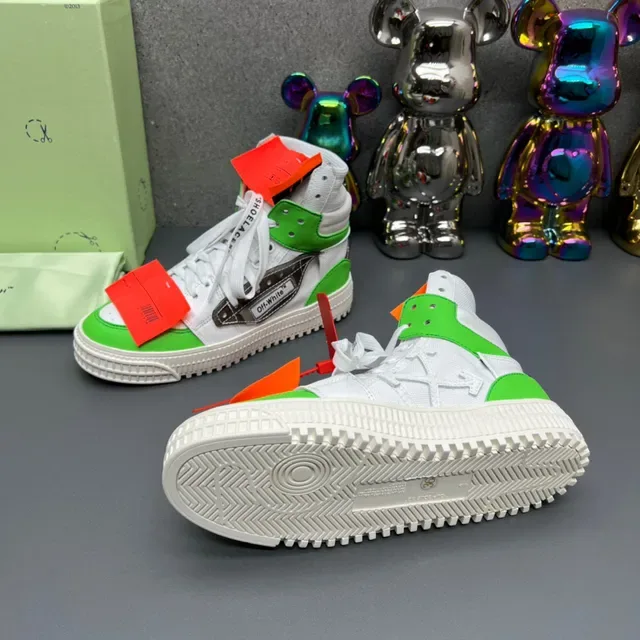 Off-White The Ten Sneakers Industriales Hautes Blanches et Vert Lime Chunky 2