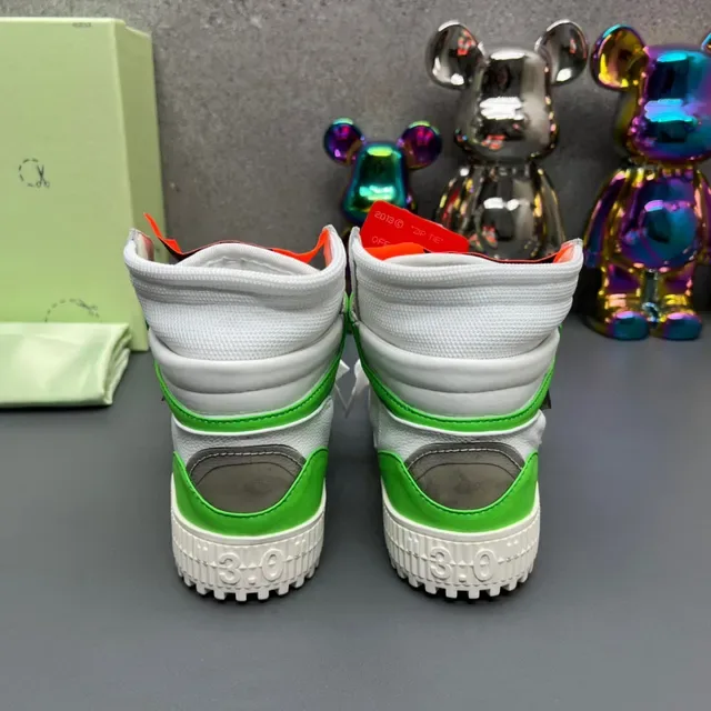 Off-White The Ten Sneakers Industriales Hautes Blanches et Vert Lime Chunky 3