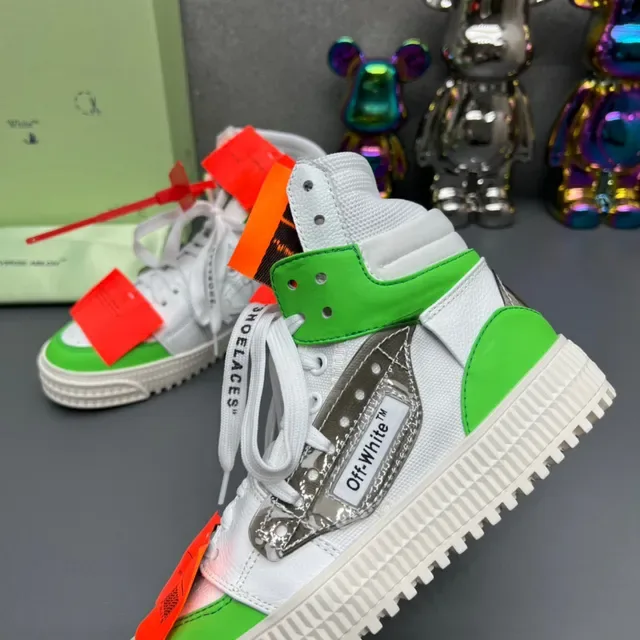 Off-White The Ten Sneakers Industriales Hautes Blanches et Vert Lime Chunky 5