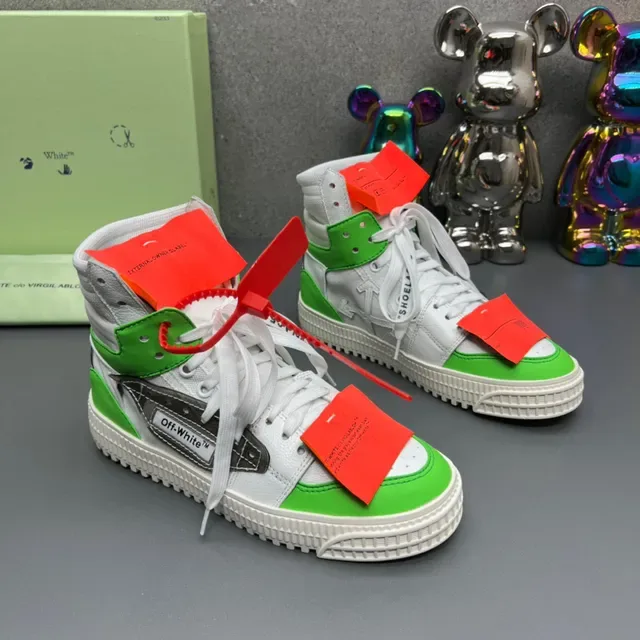 Off-White The Ten Sneakers Industriales Hautes Blanches et Vert Lime Chunky 6