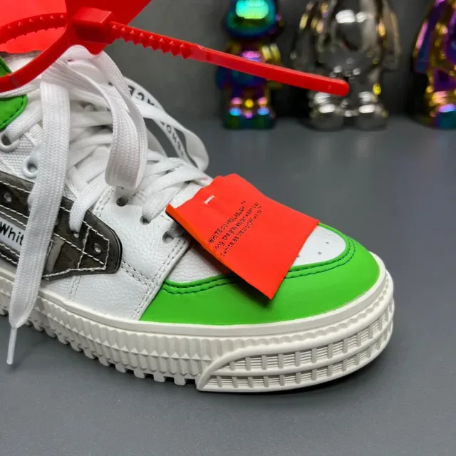 Off-White The Ten Sneakers Industriales Hautes Blanches et Vert Lime Chunky 7