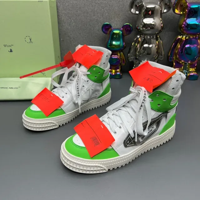 Off-White The Ten Sneakers Industriales Hautes Blanches et Vert Lime Chunky 8