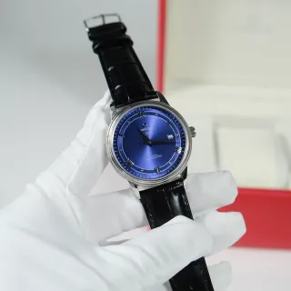 Omega De Ville Blue Sunburst Dial Mechanical Watch