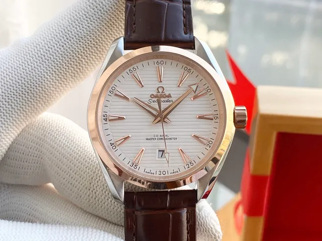 Omega Seamaster Aqua Terra সাদা ডায়াল গোলাপি সোনার বেজেল যান্ত্রিক ঘড়ি 7