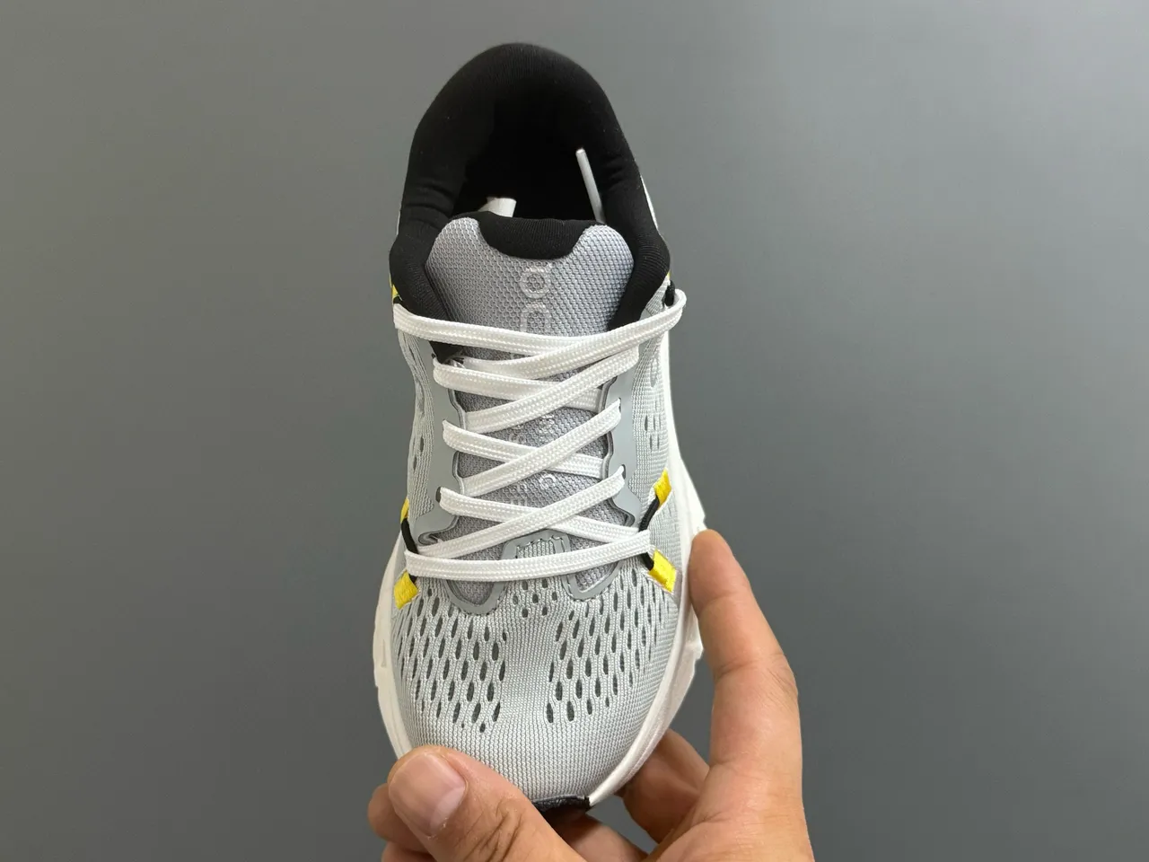 On Beige White Perforated Mesh Upper Open-Cell CloudTec Midsole Running Shoes 24