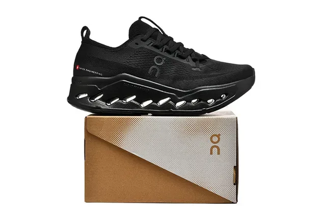 On Black Knit Upper Sculpted Midsole Running Shoes 2