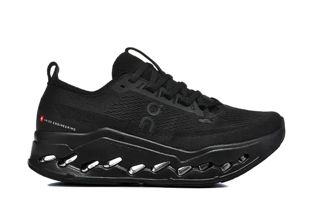 On Black Knit Upper Sculpted Midsole Running Shoes 4